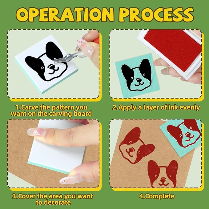 12pcs 2"x2" Rubber Carving Blocks, Linoleum Block Stamp Making Kit - Image 4