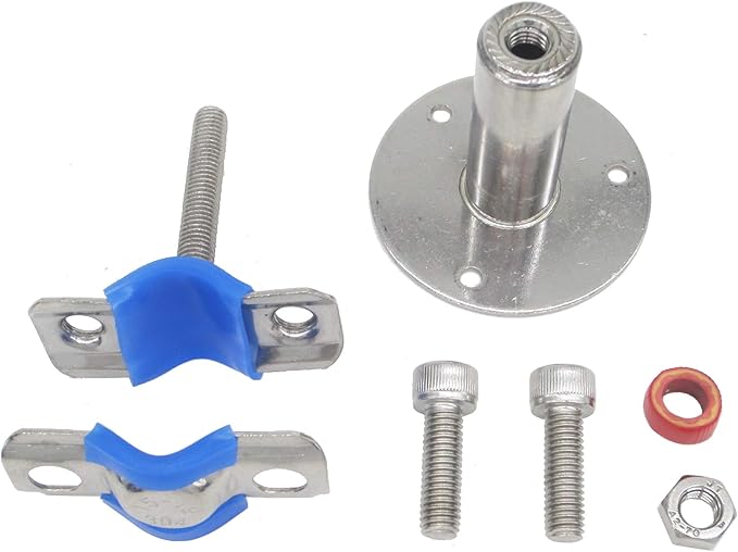 Stainless Steel Adjustable Pipe Clamp Bracket - Wall/Ceiling Mount Support for 1/2-Inch (19mm) Pipe, Heavy-Duty Rustproof Brackets with Screws, Set of 2