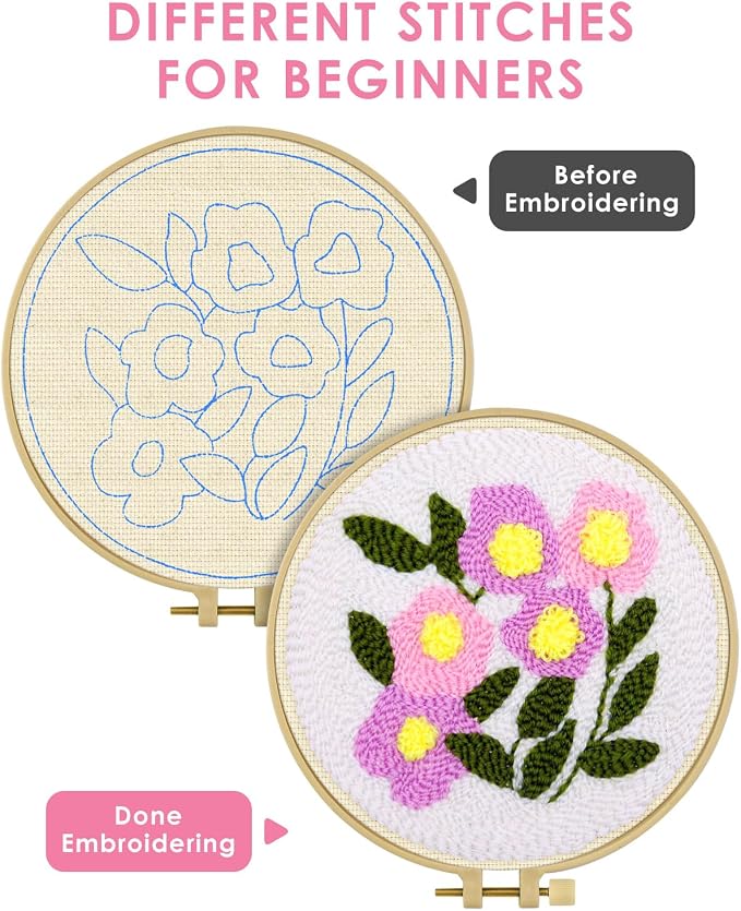 TINDTOP Punch Needle Kits, Flowers Punch Embroidery Kits - Image 3