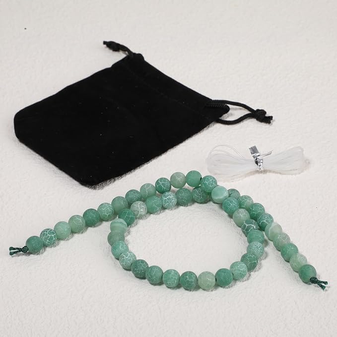 8mm Matte Green Weathered Agate Bead, 15-Inch Matte Round Loose Stone Beads - Image 7