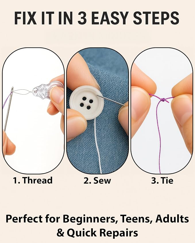 Easy to Use Light Grey Sewing Kit - Image 8