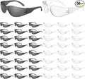 WFEANG Safety Glasses - Eye Protection Glasses with ANSI Z87.1, Scratch & Impact Resistant, Clear Protective Eyewear for Work, Lab, Construction (25pack Clear + 25pack Grey)