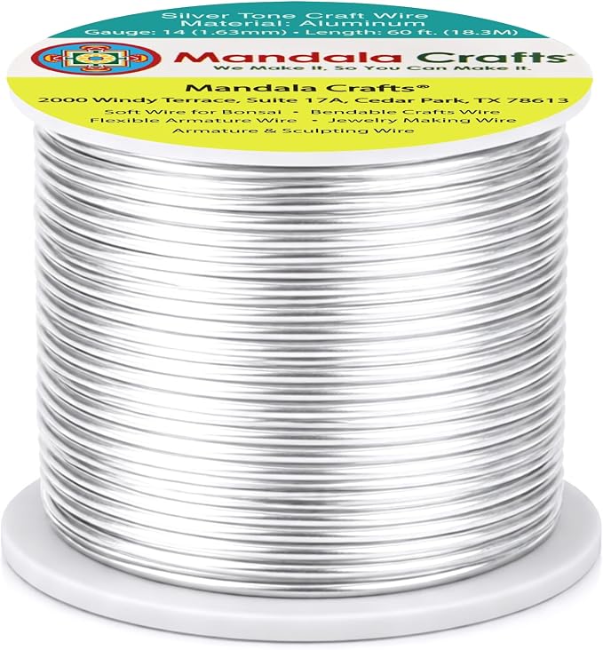 Mandala Crafts 14 Gauge Silver Tone Anodized Aluminum Craft Wire, 60 FT | - Image 2