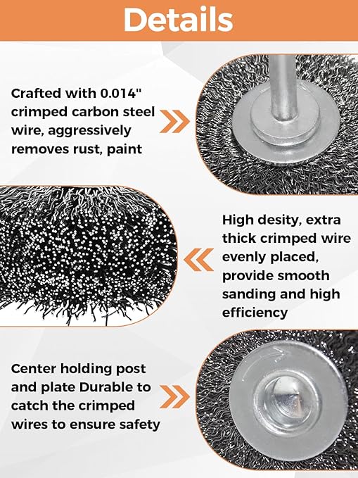 Wire Wheel Brush 2x7/8in for Drill 2Pack, Heavy Duty Carbon Steel Wire Brushes for Rust,Paint,Oxides,Corrosion Removal 1/4in Shank Drill Rotary Attachment