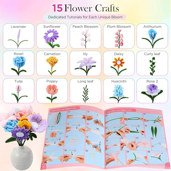 Pipe Cleaner Flower Kit, Flower Making Kit - Image 4