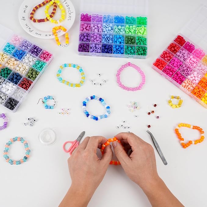 QUEFE 72 Colors 3000pcs Pony Beads Bracelet Making Kit - Image 5