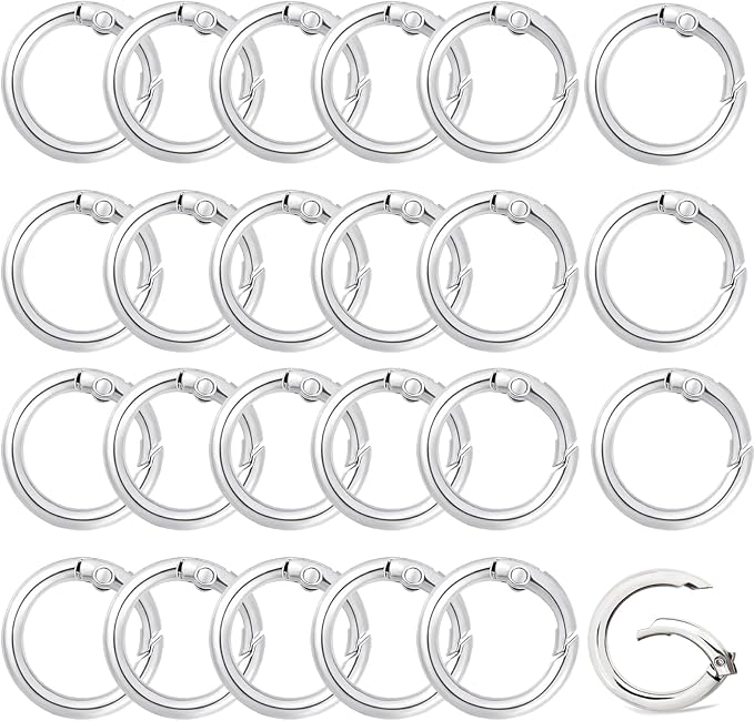 Round Carabiner Clip Bulk 20pcs 1.3 Inch Silver Circle Carabiner Key Ring Clips by Cmidy