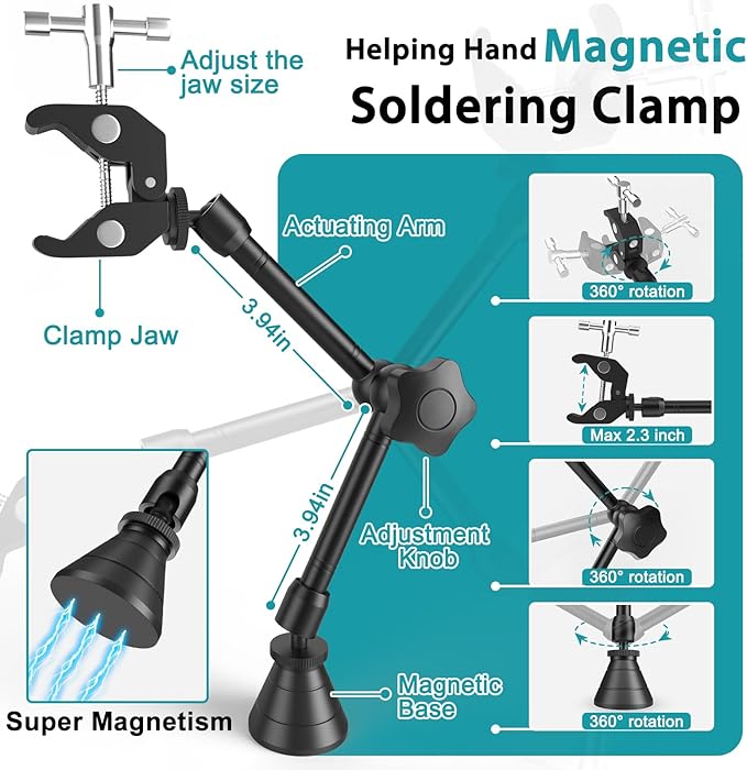 Helping Hands Soldering Station, 12X Magnifying Glass - Image 3