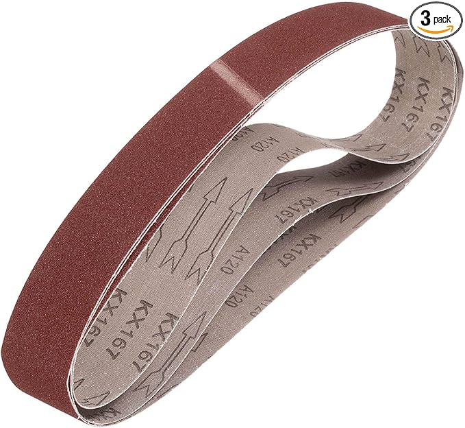 HARFINGTON 2 x 27 Inch Sanding Belts, 3 Pcs 120 Grits Aluminum Oxide Abrasive Belt Sander File Belt for Woodworking, Metal Polishing, Knife Sharpener