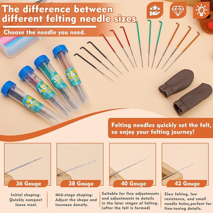 Yizzvb 45 Pcs Needle Felting Tools, 4 Size 40 Pcs Colorful Wool Felting Needles - Image 3