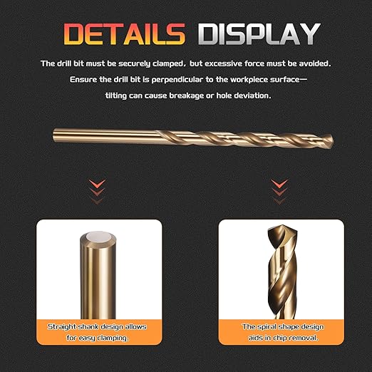 Drill Bit, #19 Cutting Diameter, 4341 HSS Gold Finish 135° Cutting Angle Number Jobber Bits - (Applications: for Drilling Soft Metal Plastic Wood), 10-Pieces