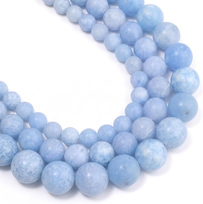 36pcs Natural Matte Light Blue Gemstone Beads，10mm Frosted Round Loose Stone by Yochus