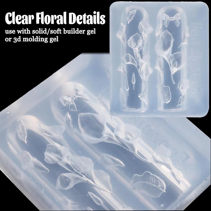 Fcozpjk 3D Flower Molds for Nails, Calla Lily Flowers Nail Charm Molds - Image 3