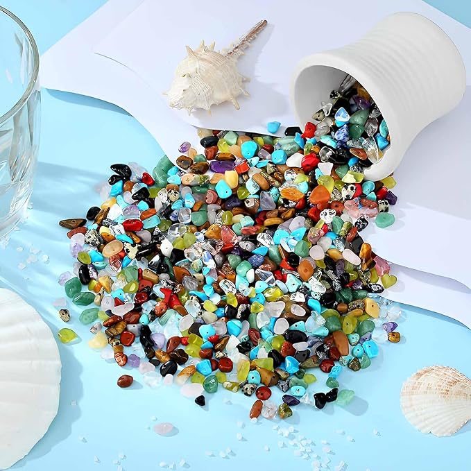 200pcs Natural Chip Stone Beads Gemstone Healing Crystal Loose Rock Bead | - Image 6