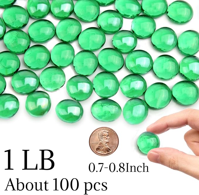 0.5lb Green Glass Marbles for Vase, Decorative Pebbles for Vase Fillers - Image 2