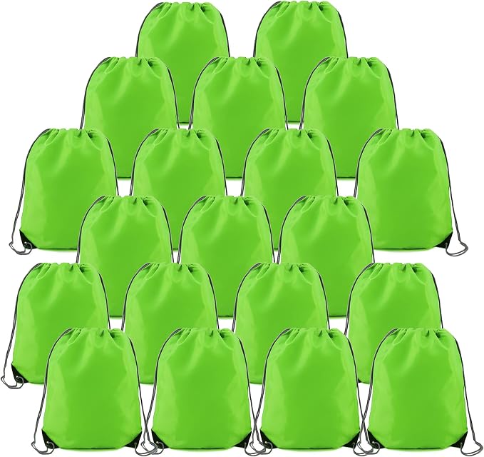 BeeGreen 20 Pieces Green String Bags Bulk Lightweight Durable Drawstring Gym by BeeGreen