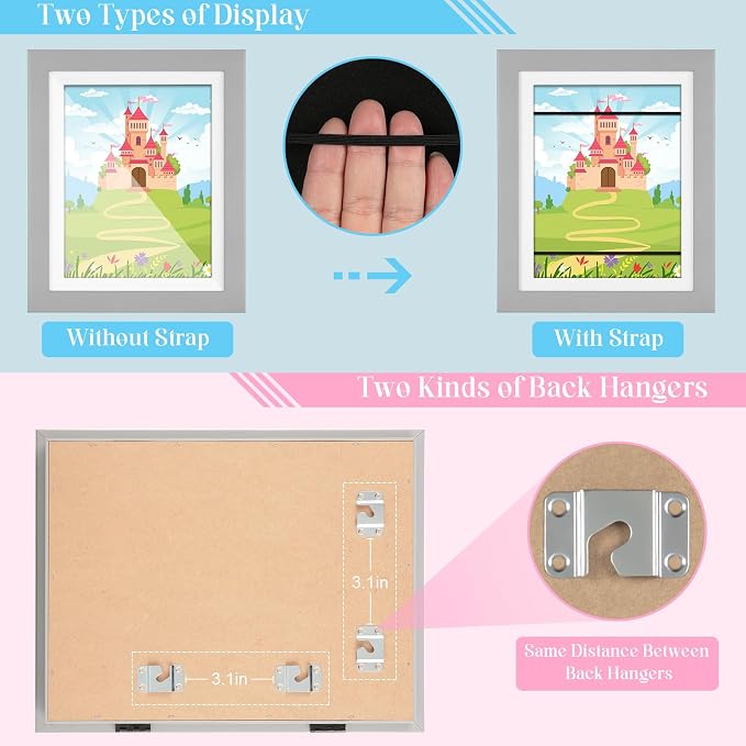 Kids Art Frames, 10x12.5 Front Opening Kids Artwork Frames Changeable, Holds 50 - Image 2