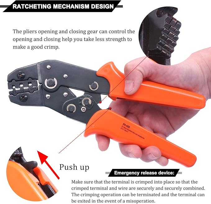 Twidec/Wire Crimping Pliers 2.8/4.8/6.3 mm Spade 26-16AMG Crimping Tools Manual Crimp Fold Tool for Open Barrel Terminals SN-48B