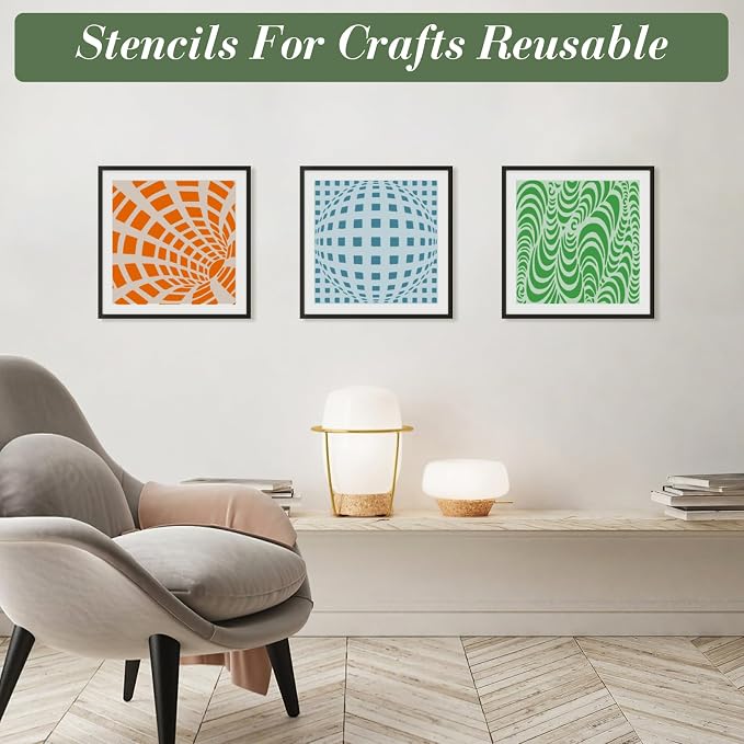 Geometric Texture Stencils for Crafts Reusable 16Pcs Stencils | DIY Art - Image 2