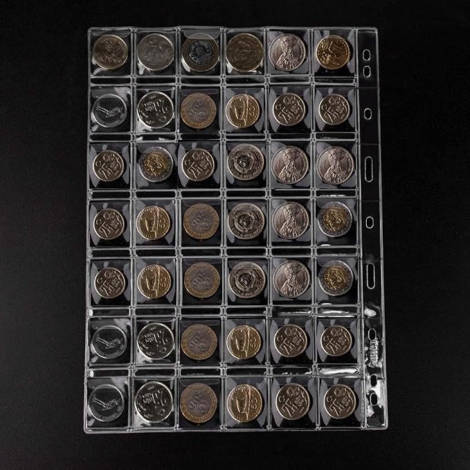 Coin Collecting Pages 5 Sheets 42 Pockets Standard 9Hole Coin Pocket Inserts - Image 4