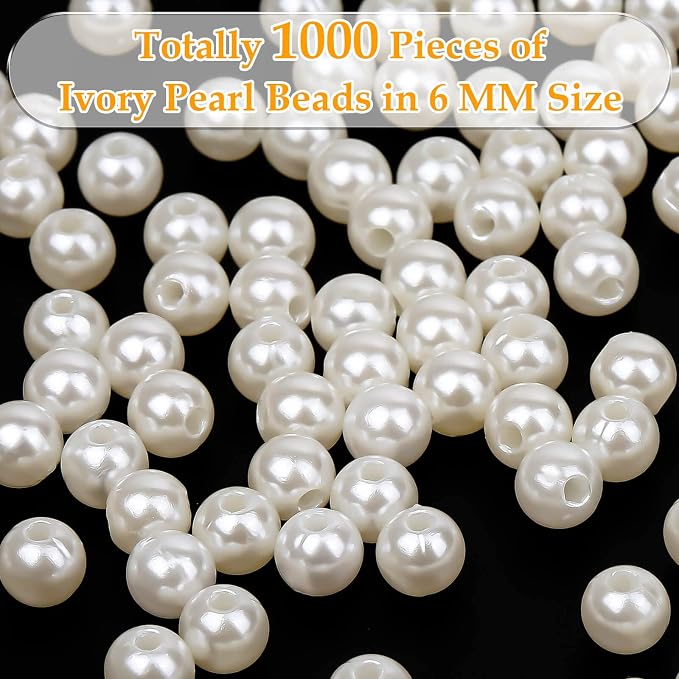 anezus Pearl Beads for Craft, 6 mm Small Sew on Pearl Beads - Image 5