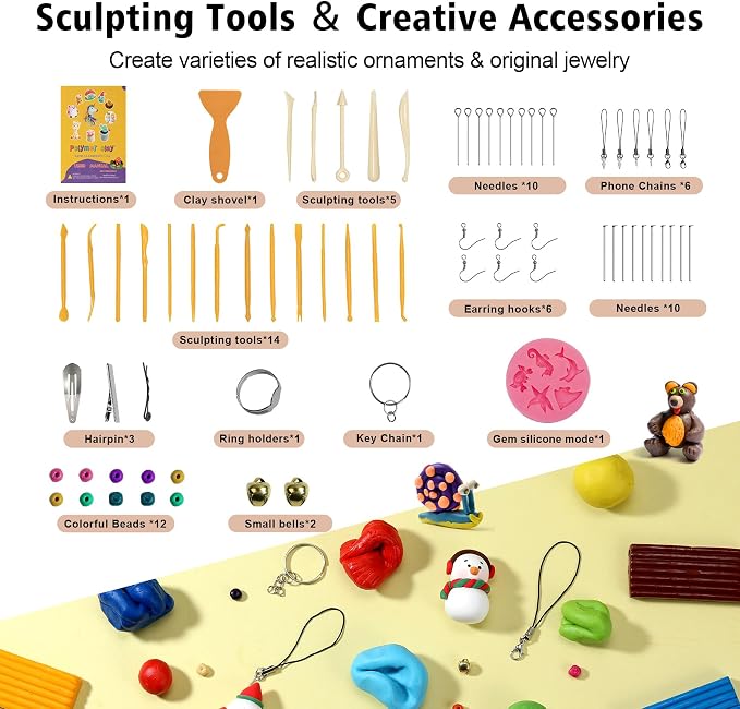 Aestd-ST Polymer Clay Kit 60 Colors, Oven Bake Modeling Clay - Image 4