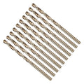 Drill Bit, #30 Cutting Diameter, 4341 HSS Gold Finish 135° Cutting Angle Number Jobber Bits - (Applications: for Drilling Soft Metal Plastic Wood), 10-Pieces