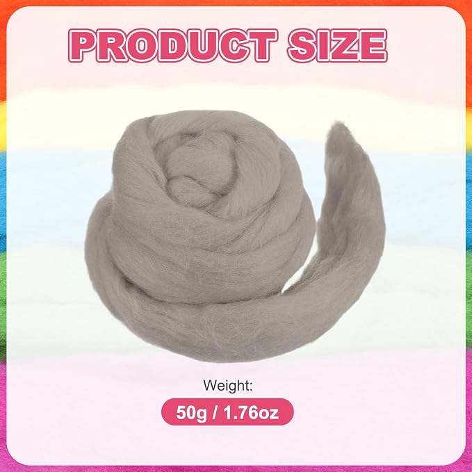 MECCANIXITY Wool Roving Yarn Soft Felting Wool 50g/1.76oz Pure Chunky Roving - Image 2