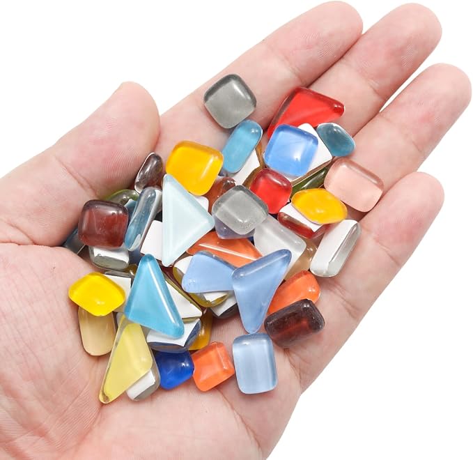 200g Assorted Colors Irregular Crystal Glass Mosaic Tiles, Colorful Glass - Image 2