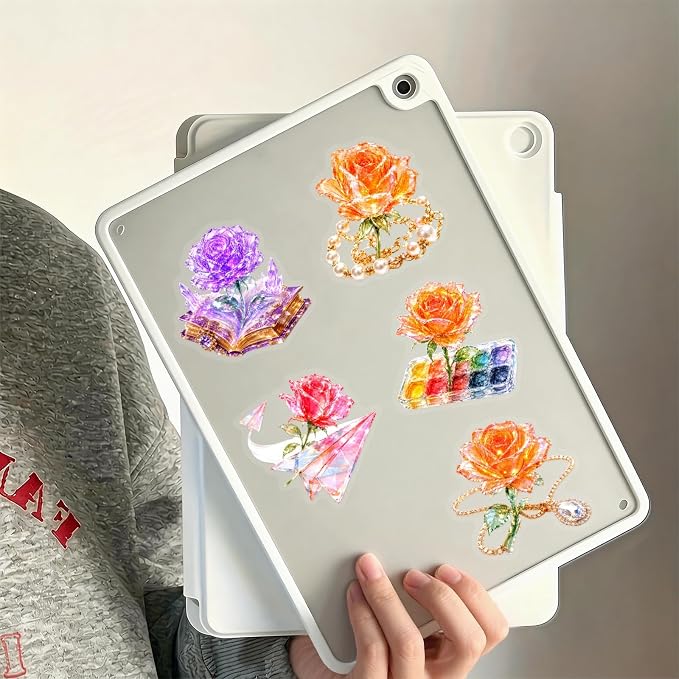 50Pcs Clear Crystal Rose Aesthetic Stickers - Image 5