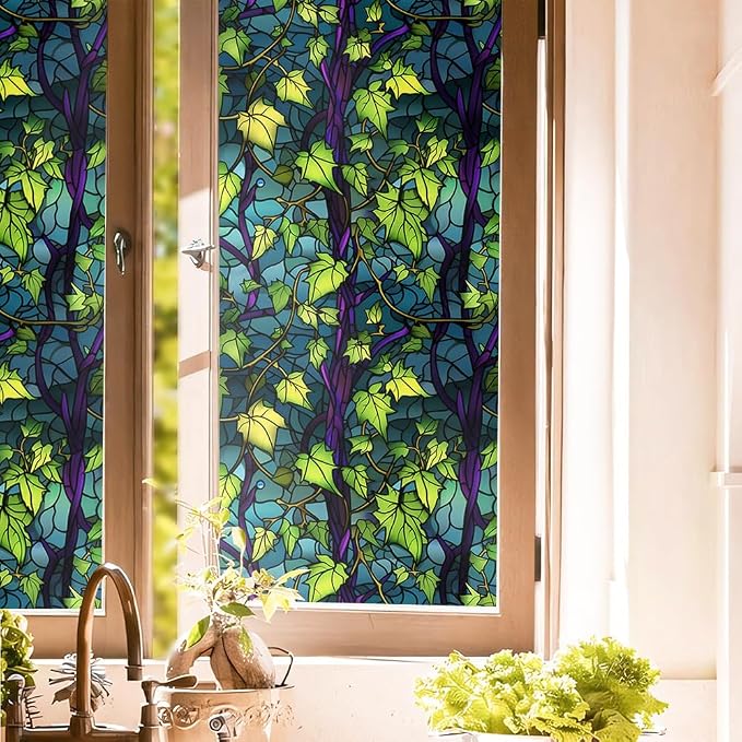 16“x118 Night Forest Plants Double Side Window Films Art Decorative Window by Unknown