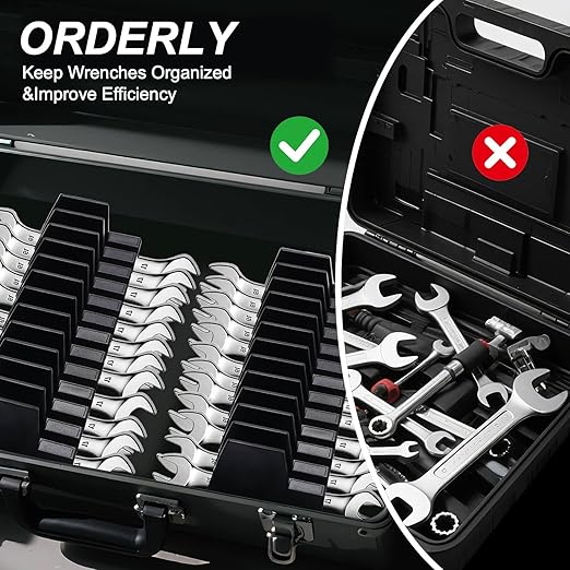 80 Pcs Modular Wrench Organizer - Tool Magnetic Customizable Wrench Holder for Tool Box Widget,Wrench Rack for Tool Drawer Storage,Extension Cord Holder Organizer Inksilvereye (Black)