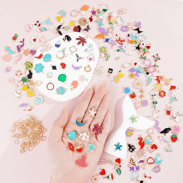 352 Pcs Assorted Charms for Jewelry Making, Mixed Enamel KC Gold Alloy Letter - Image 4