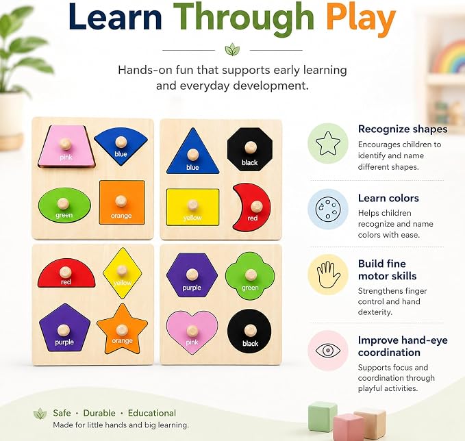 Wooden Shape Color Sorting Puzzle Toys - Image 4