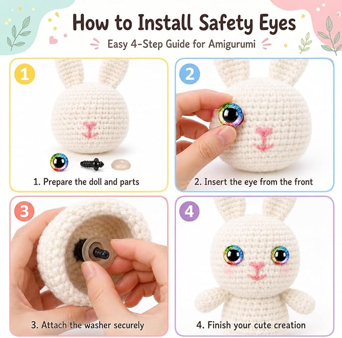 160pcs Rainbow Glitter Safety Eyes - Image 4