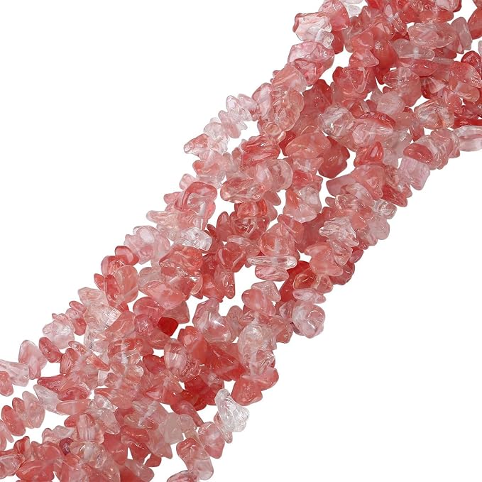 LAIDANLA Watermelon Red 400pcs Natural Chip Stone Beads 5-8mm Healing Crystal - Image 2