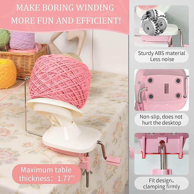 SPEENSUN Yarn Winder and Swift Combo, Efficient 3.5 OZ Yarn Cake Maker - Image 3