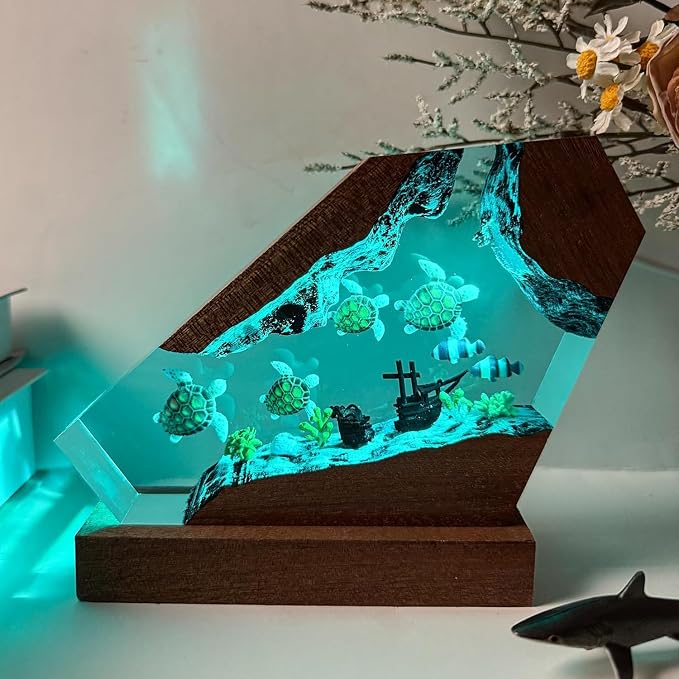 Sea Turtle Ocean Resin Lamp, Handmade Resin Night Light - Image 6