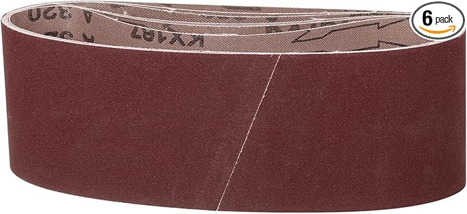 3 x 21 Inch Sanding Belt, 6 Pcs 320 Grit Knife Sharpener Belts Work Sharpening for Belt Sander Knife Carving Tool Metal Working
