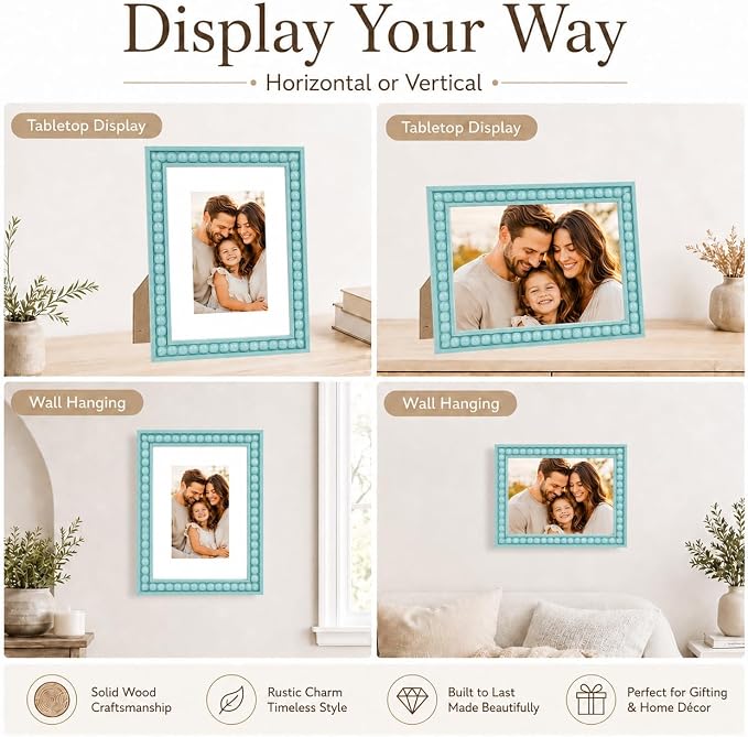 Solid Wood 6x8 Picture Frame Beaded Frame - Image 6
