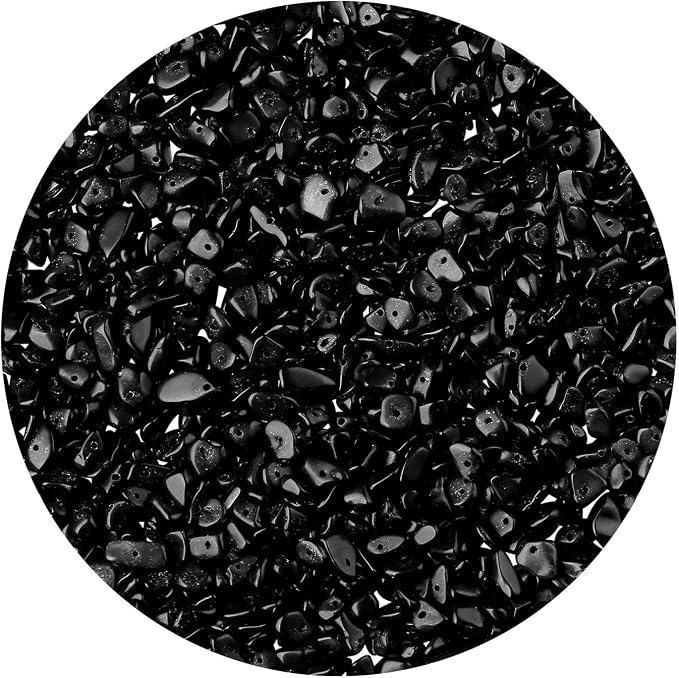 LAIDANLA Black Obsidian 400pcs Natural Chip Stone Beads 5-8mm Healing Crystal by LAIDANLA
