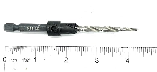FTG USA Adjustable Wood Countersink Drill Bit #12 (7/32") with Tapered Drill Bit for Woodwork