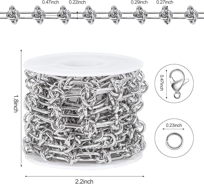 2 Meter Silver Paper Clip Link Chain Roll - Image 4