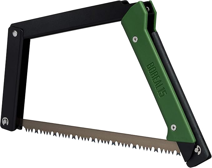 AGAWA - BOREAL15 Tripper KIT - 15" Folding Bow Saw, Rugged Cordura Sheath, Additional Aggressive Blade (Black Frame, Green Handle)