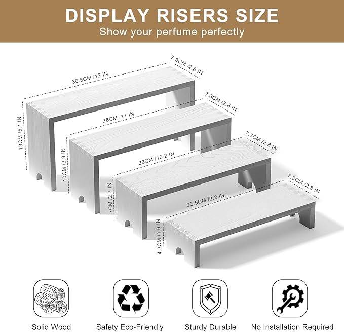 2 Set White Wood Tiered Riser Display Stands - Image 8