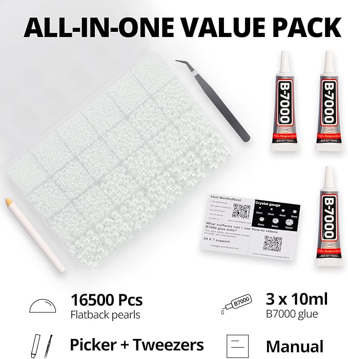 16500Pcs Half Pearls Beads for Crafting, Flat Back White Pearls 2-10mm Flatback - Image 2