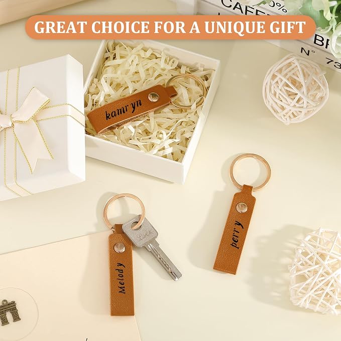 Wavyknot 50 Pcs PU Leather Keychain Blanks Bulk Laser Engraving Blanks Keychain - Image 6