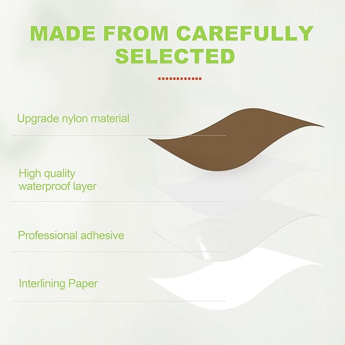7x9in Nylon Repair Patch，Tent Repair Kit，Self Adhesive Waterproof Fabric Repair Tape for Tent, Umbrella, Sleeping Bag, Down Jackets,Knapsack.（Brown,6ps）