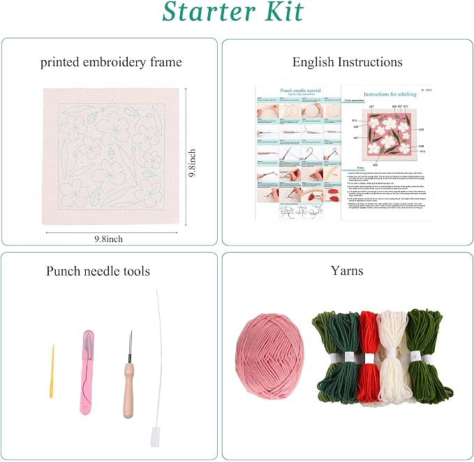 Embroidery Punch Needle kit Frame, Embroidery Starter Kits - Image 2