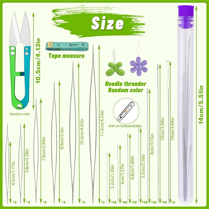 86 Pcs Beading Needle Set, 6 Sizes Big Eye Beading Needles - Image 2